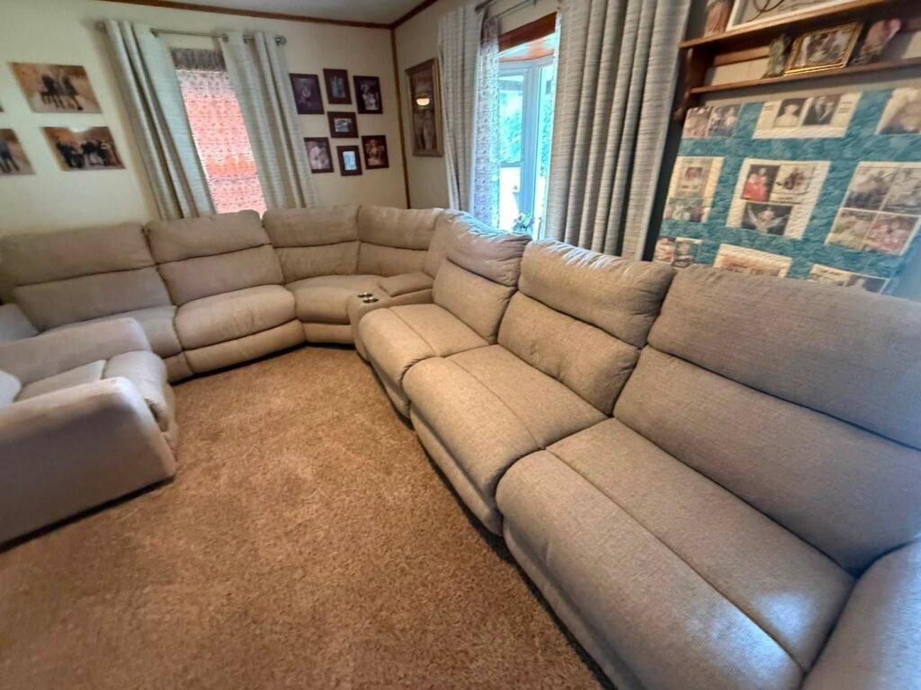 Recliner sectional & carpet refresh by Elite Carpet Pros in Marietta, OH